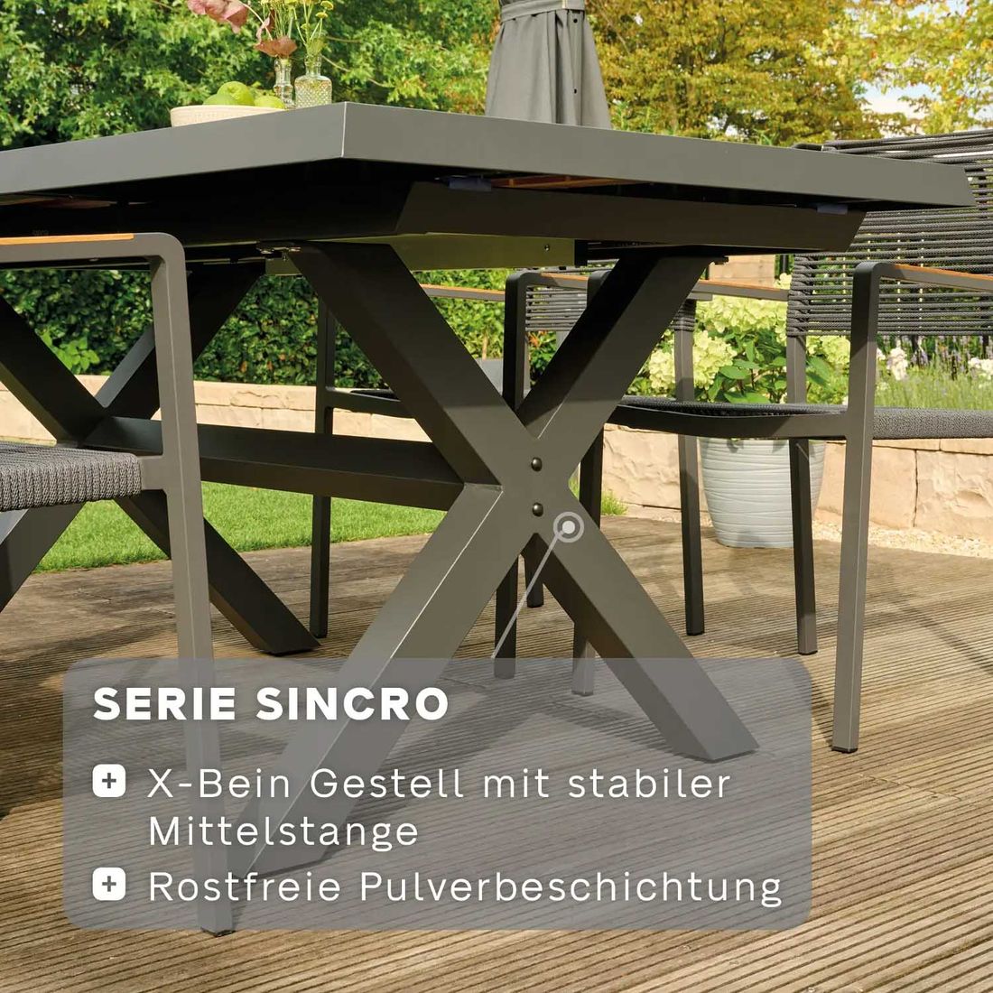 Siena Garden Sincro Ausziehtisch Aluminium/HPL