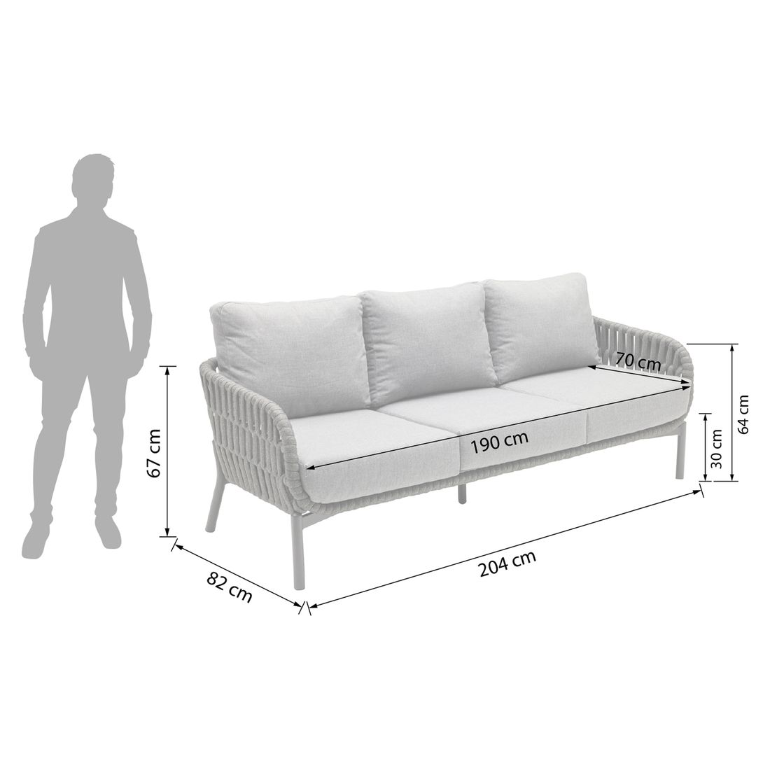 LC Garden Terano Diningsofa Low Dining Aluminium/Rope/Olefin