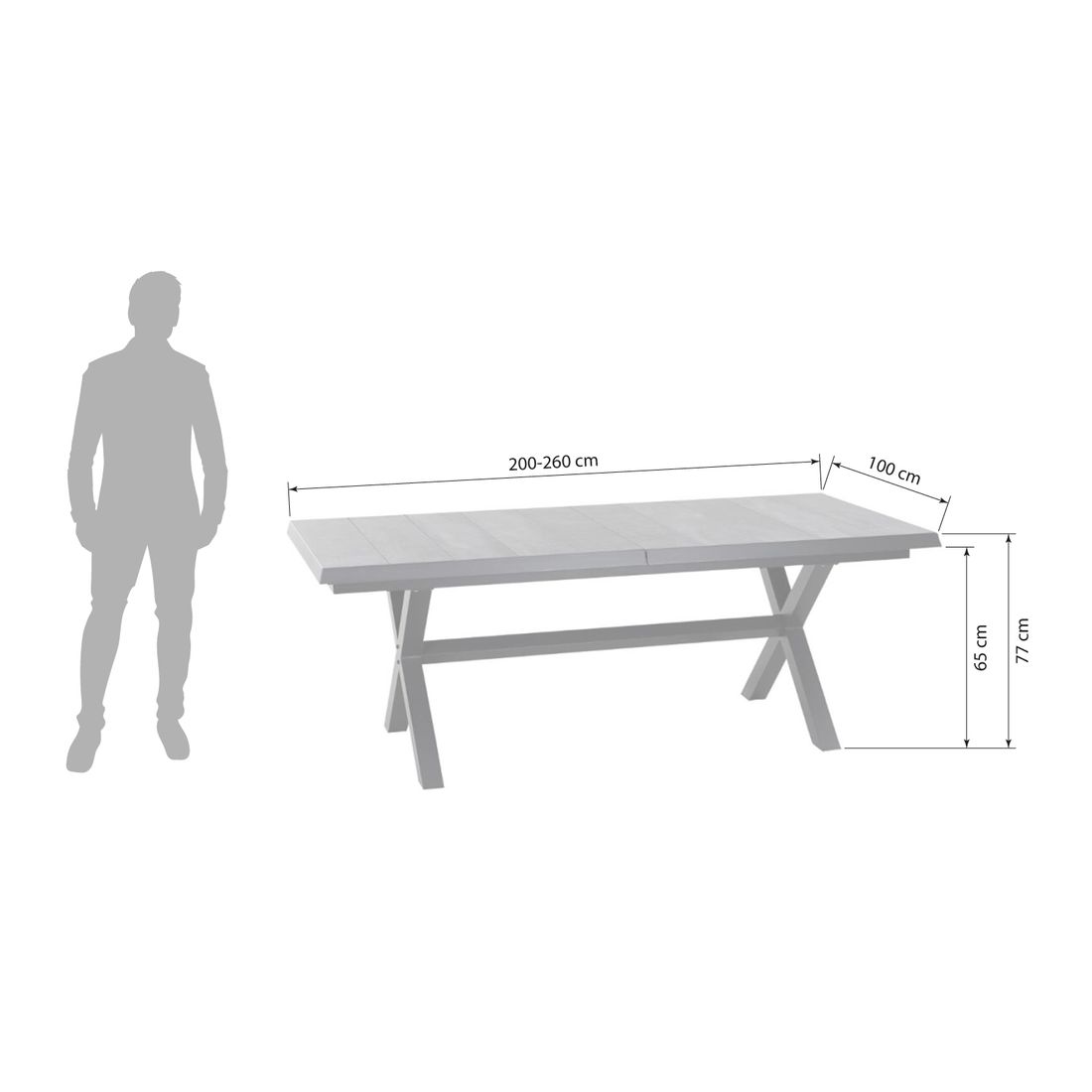 Siena Garden Lane Gartenmöbel-Set L (6-Plätze) Tisch 200/260x100cm