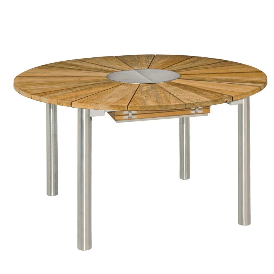 Zebra Catax Ausziehtisch oval 135/185x135 cm Edelstahl/Teak