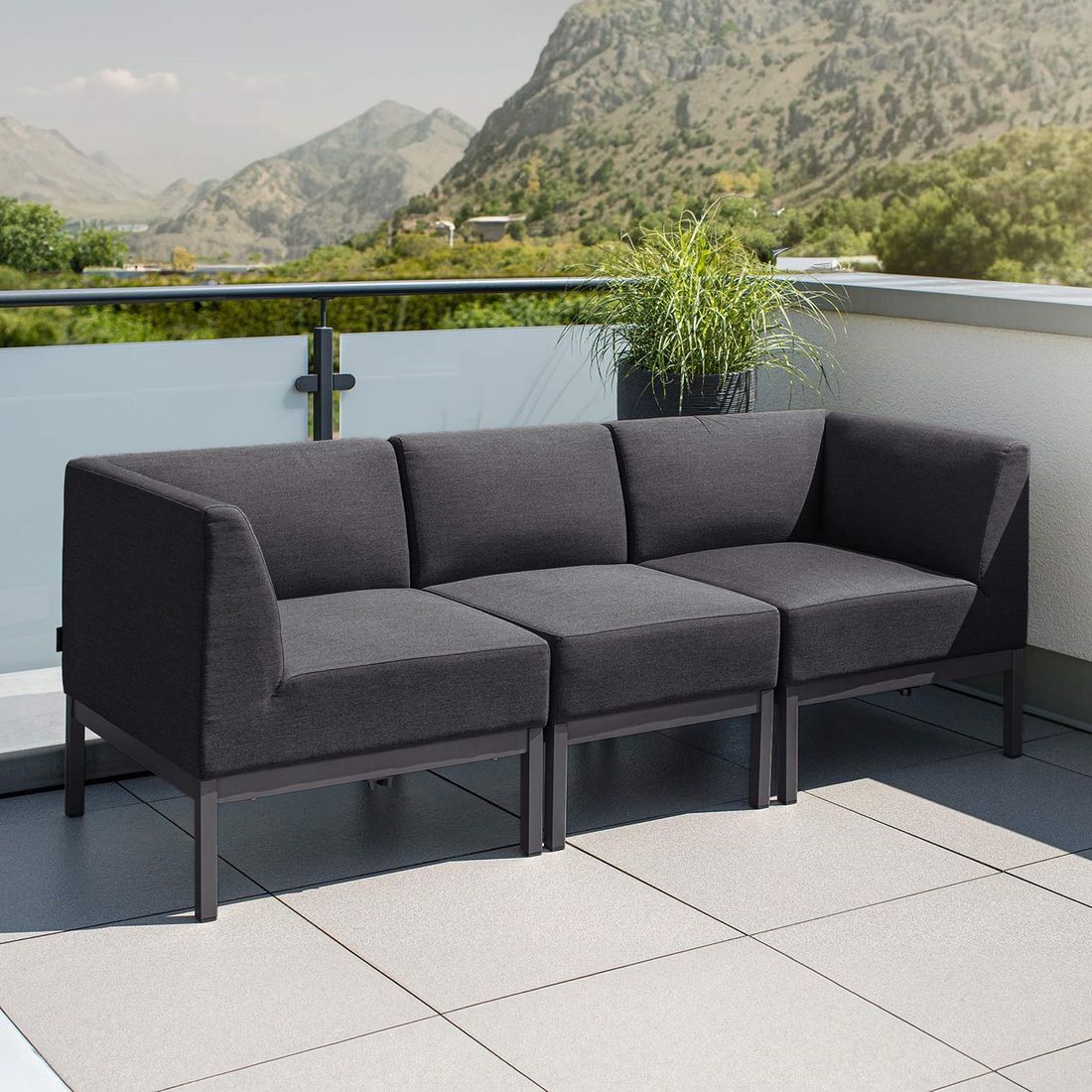 Kettler Pure City-Line Diningsofa Aluminium/Sunbrella