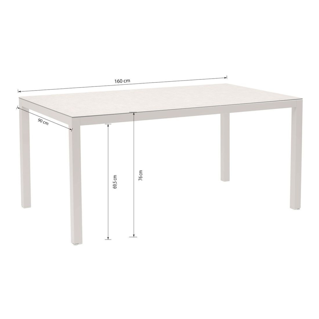 OUTLIV. Gartentisch Aluminium/Glaskeramik