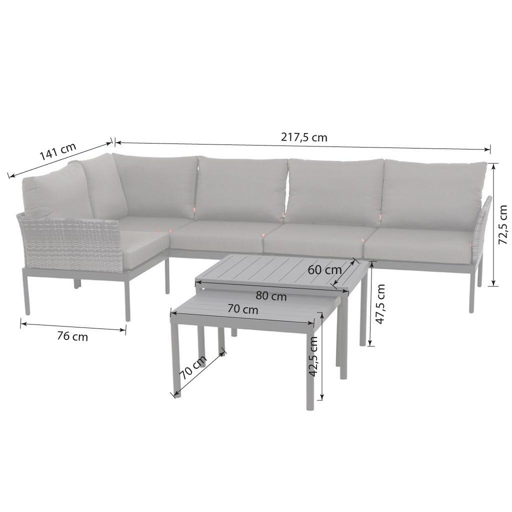 Siena Garden Aurelio Ecklounge inkl. Loungetisch Aluminium/Geflecht/Polypropylen