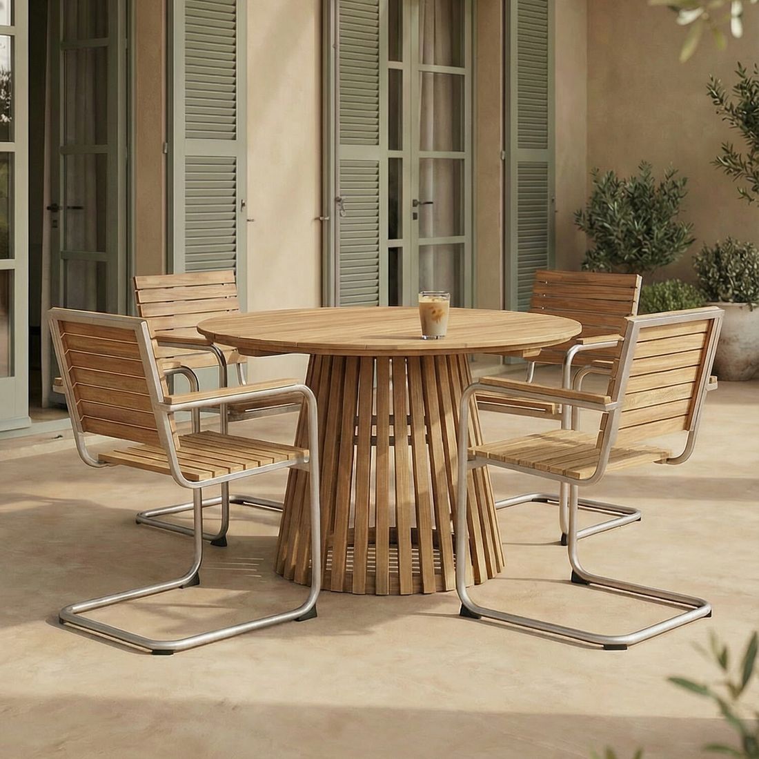 OUTLIV. Maui Freischwinger Edelstahl/Teak