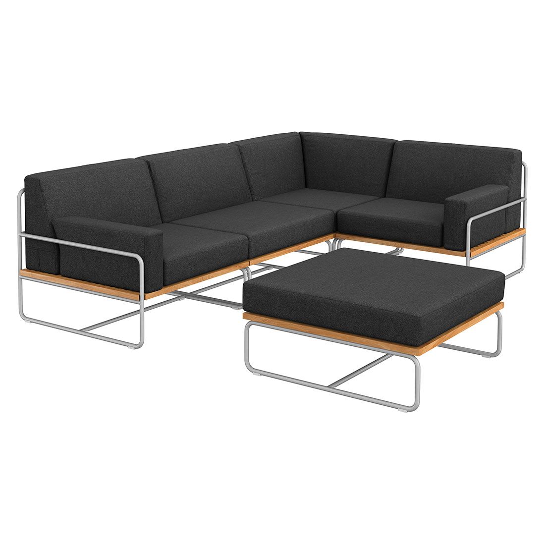 OUTLIV. Largo Ecklounge 5-teilig Stahl/Akazie mit Kissen