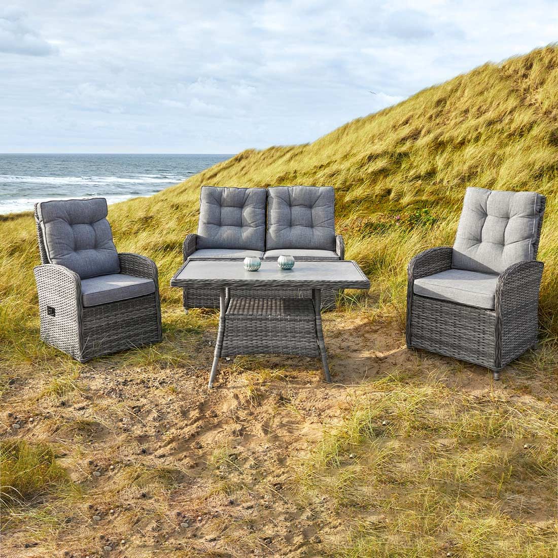 LC Garden Bailado Dininglounge 4-tlg. Geflecht/Polyester