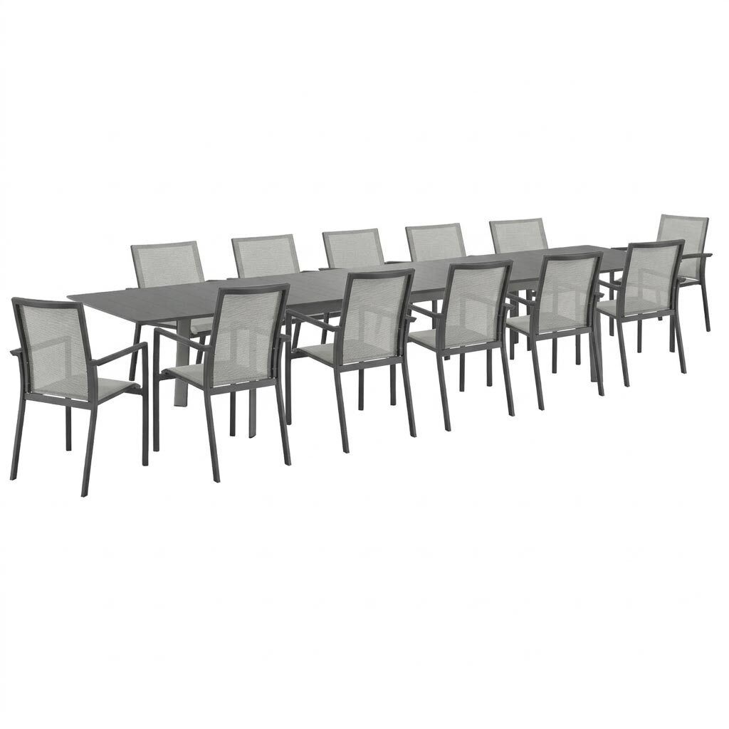 Siena Garden Velia Gartenmöbel-Set XXL (12 Plätze) mit OUTLIV. Tisch 266/331/396x110cm