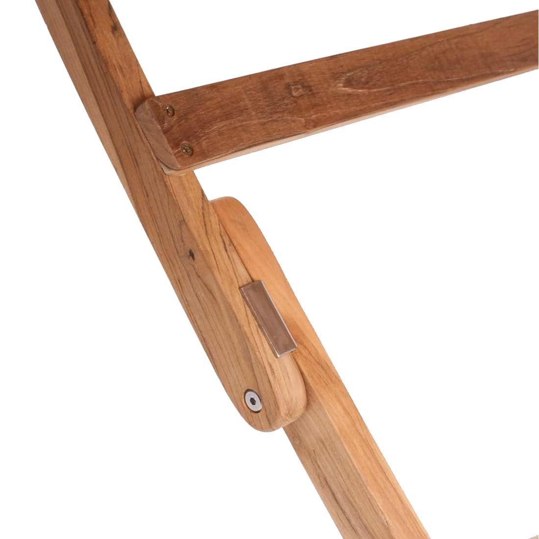 Zebra Poker Klapptisch 80x80 cm Teak mit Edelstahlbeschlägen