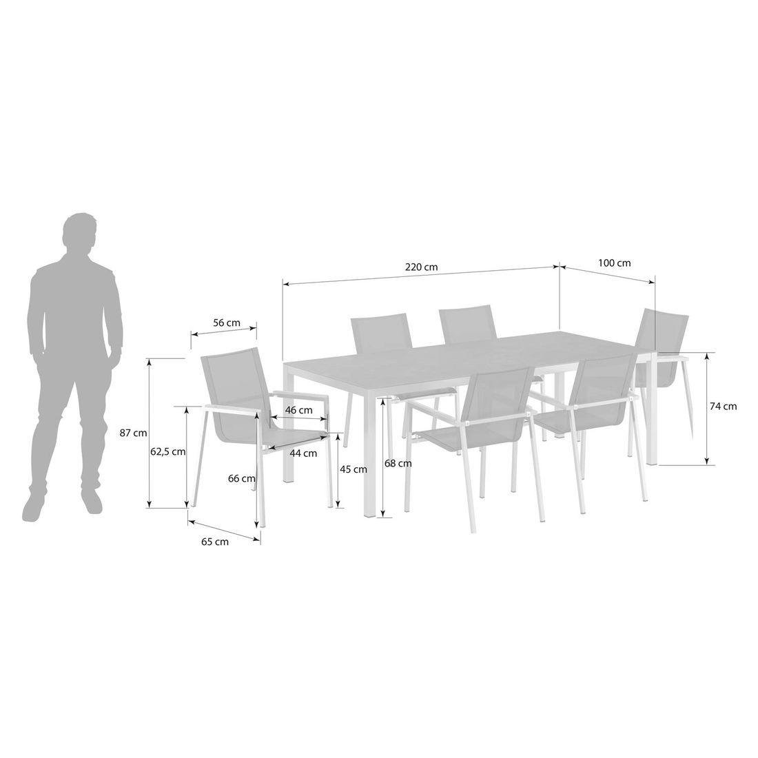 OUTLIV. Rimini Gartenmöbel-Set L (6 Plätze) Tisch 220x100cm