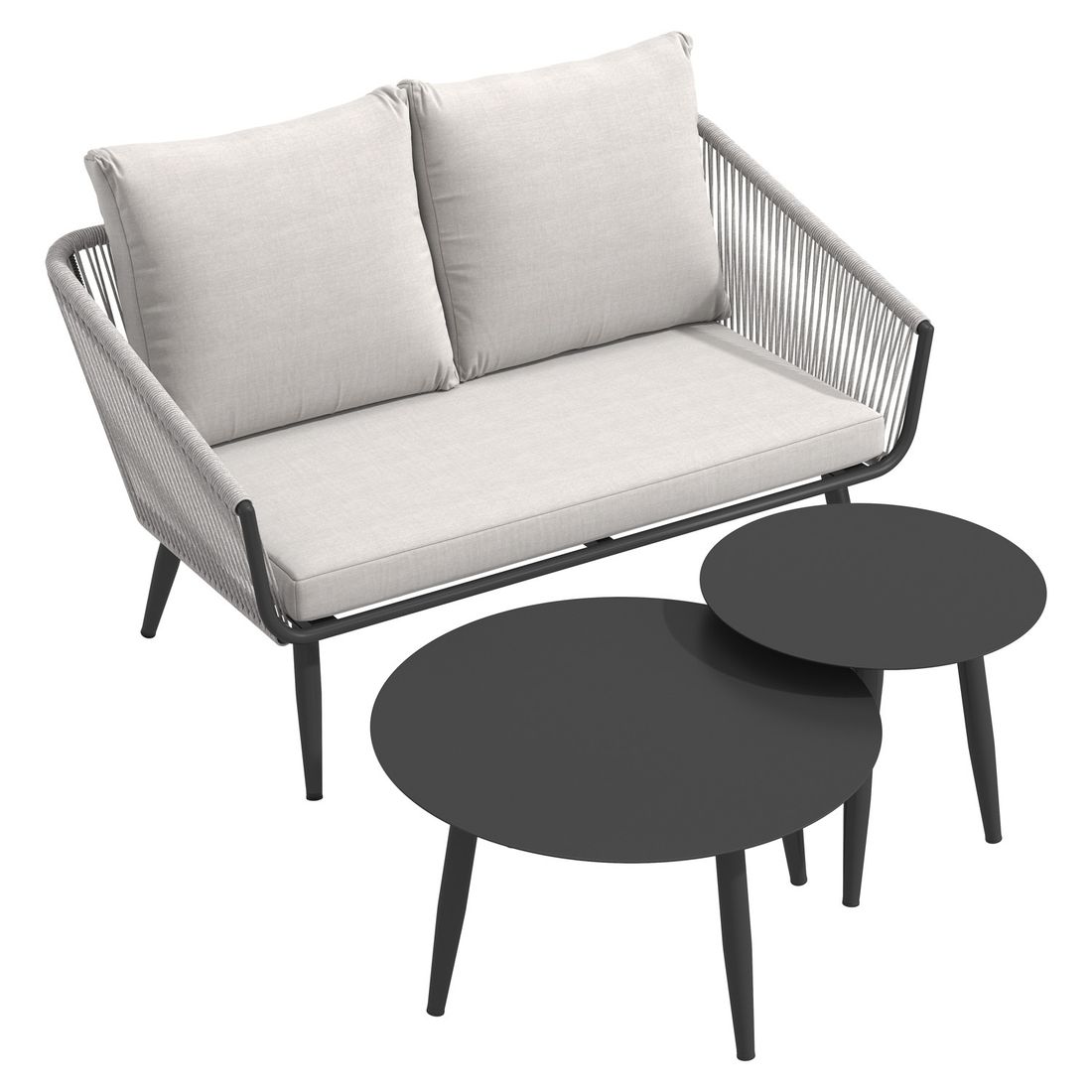 OUTLIV. Alex Loungeset inkl. Loungetische Aluminium/Rope/Olefin