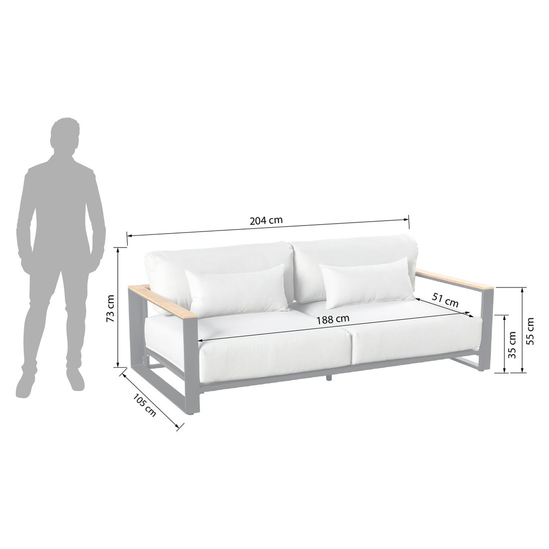 OUTLIV. Ravino Gartenloungesofa Aluminium/Olefin