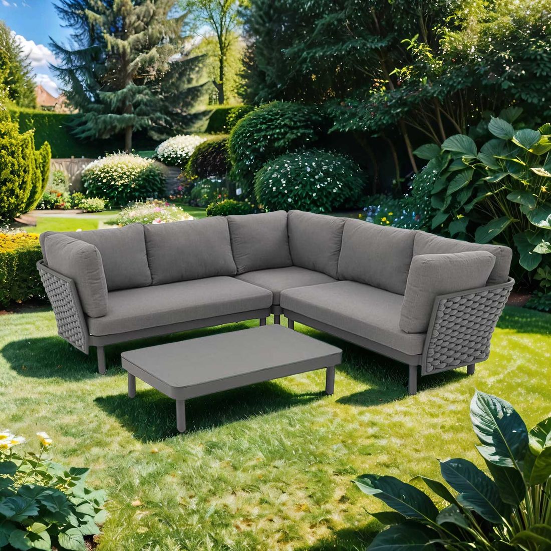 OUTLIV. Leon Ecklounge inkl. Loungetisch Aluminium/Rope/Acryl