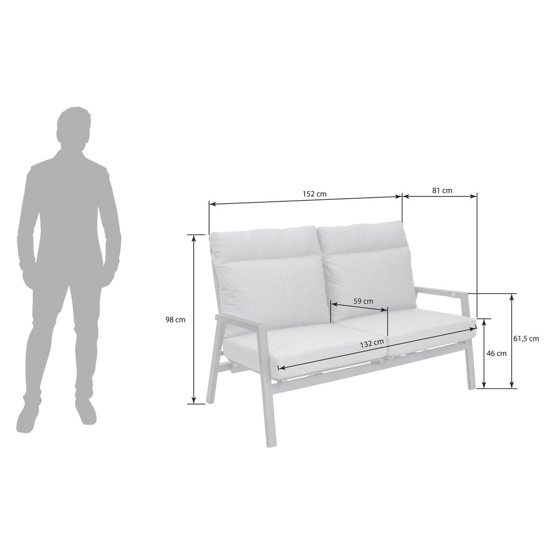 OUTLIV. Perth Gartenloungesofa Aluminium/Kunstfaser