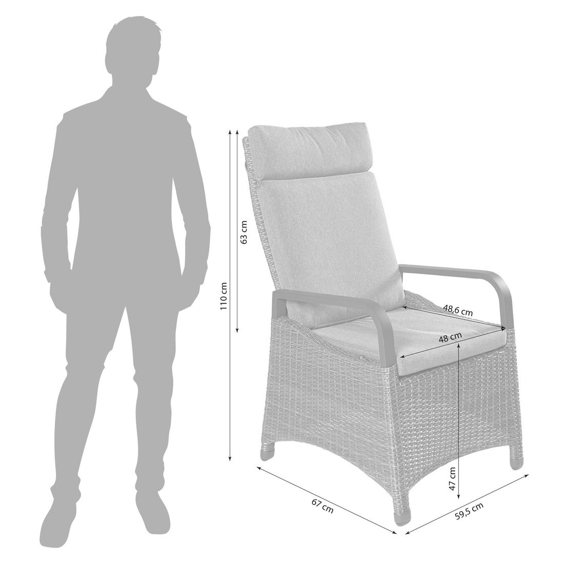 LC Garden Komido Gartensessel verstellbar Aluminium mit Sitz- und Rückenkissen