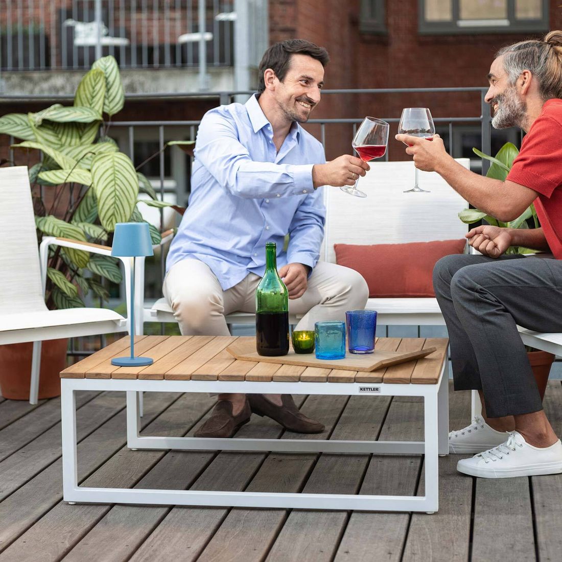 Kettler Ocean Skid Platform Loungetisch 95x70cm Aluminium/Teak