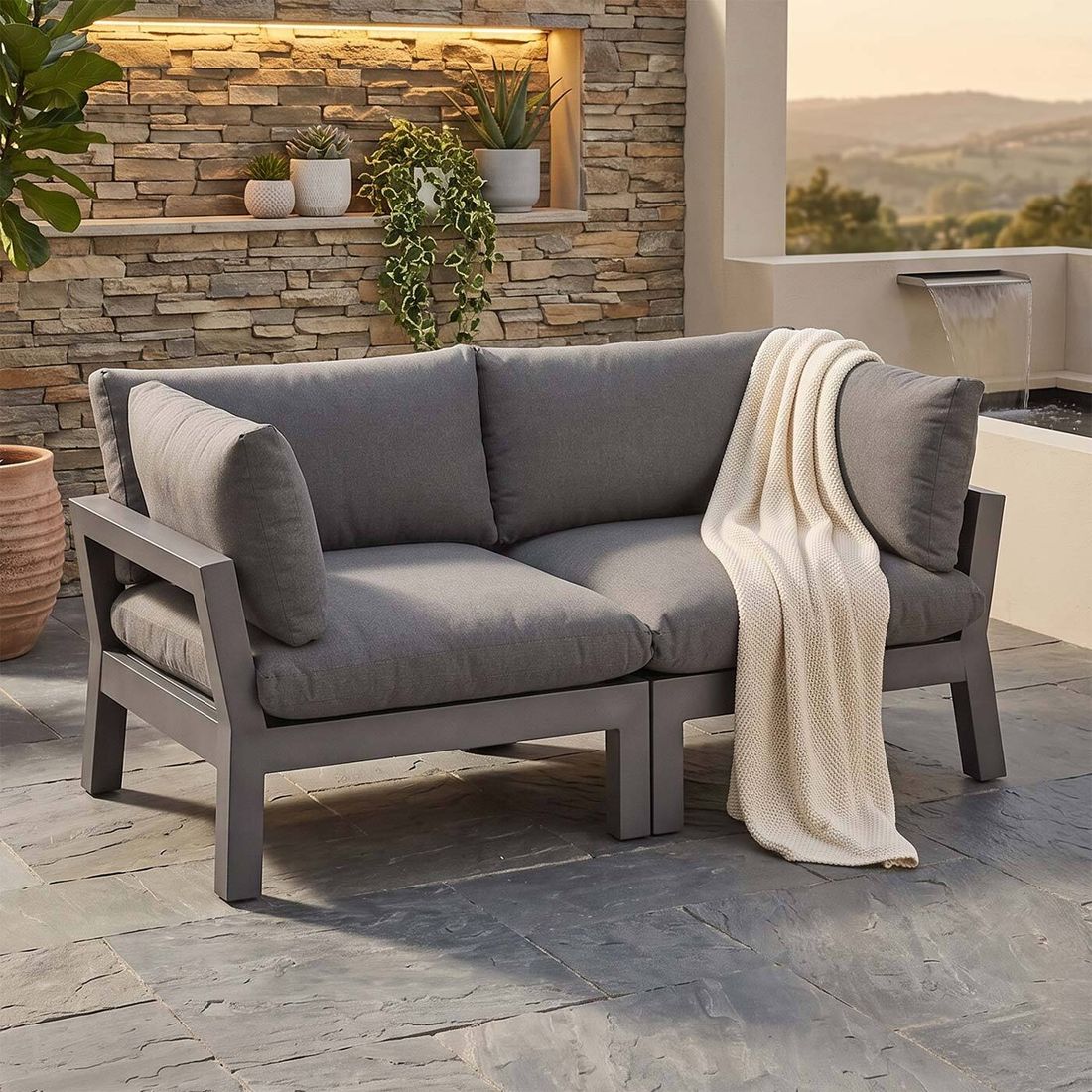 Kettler Comfort Diningsofa Aluminium/Agora