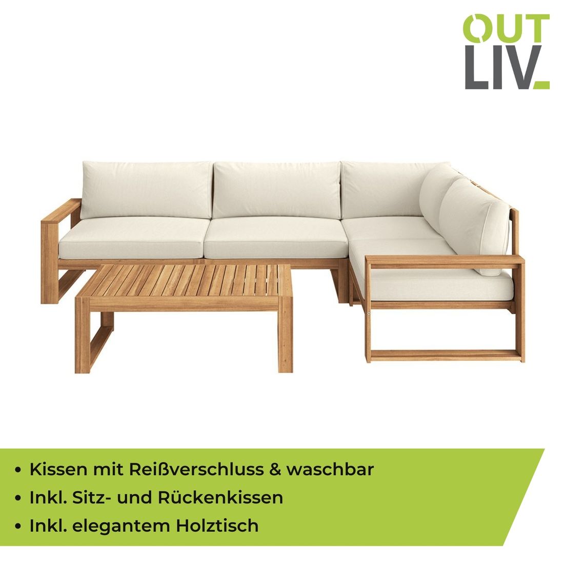 OUTLIV. Santa Cruz Ecklounge inkl. Loungetisch Akazie/Polyester