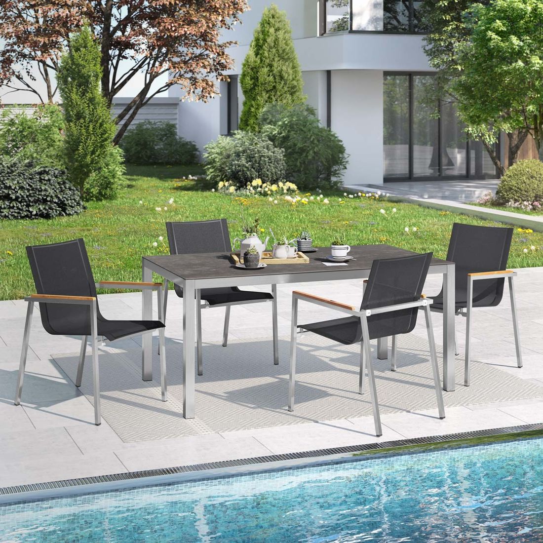 OUTLIV. Rimini Gartenmöbel-Set M (4 Plätze) Tisch 160x90cm