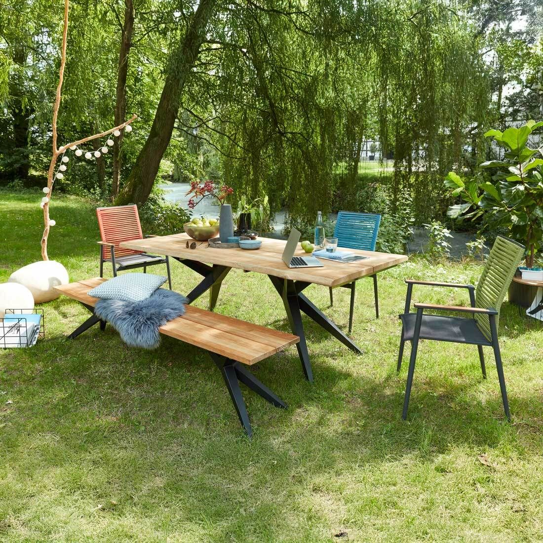 Musterring Holland Gartentisch 280x95cm Edelstahl/Teak