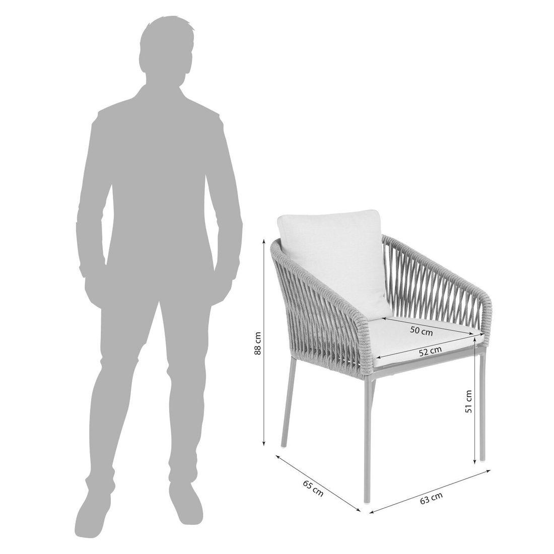Stern Marla Stapelsessel Aluminium mit Sitz- und Rückenkissen