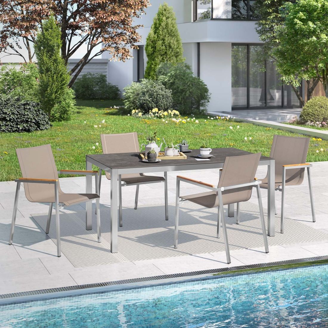 OUTLIV. Rimini Gartenmöbel-Set M (4 Plätze) Tisch 160x90cm