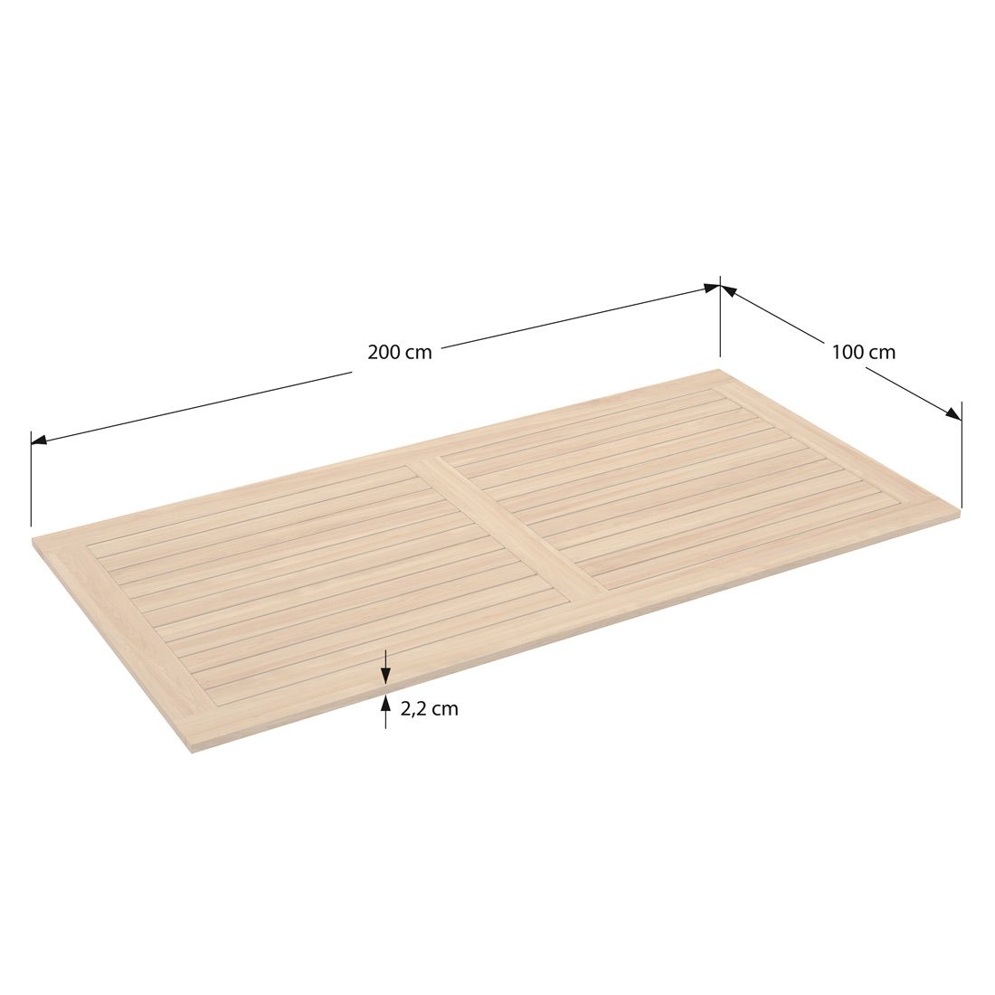OUTLIV. Gartentisch-Platte 200x100cm Teak