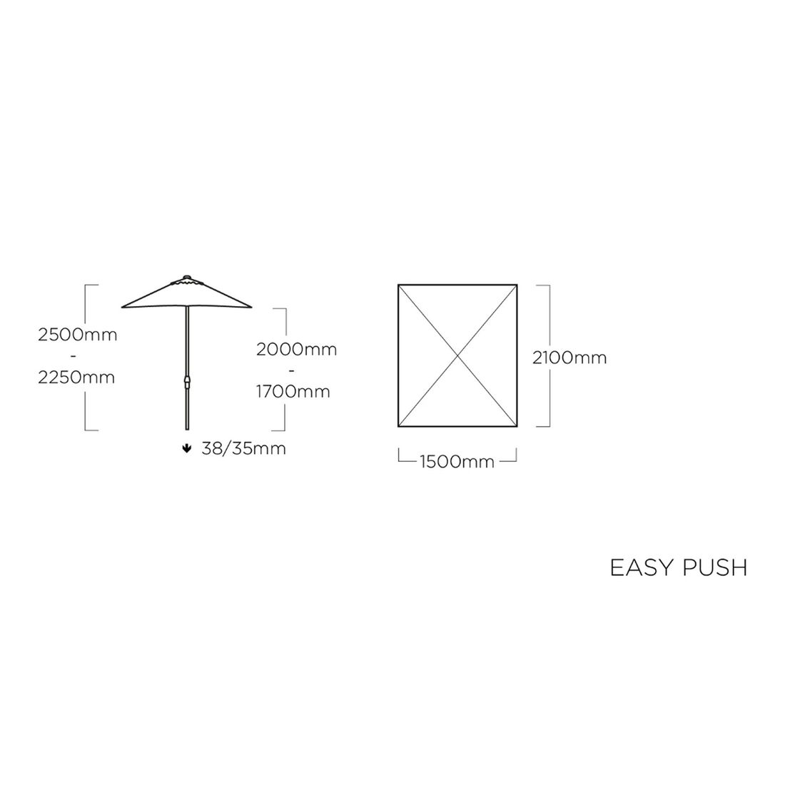 Kettler Easy Push Mittelstockschirm