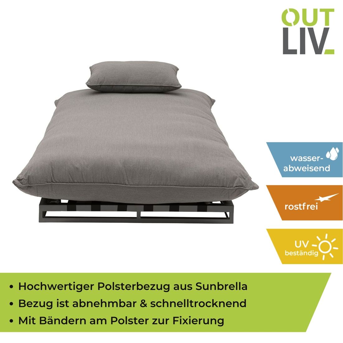 OUTLIV. Heaven Gartenliege verstellbar Aluminium/Sunbrella