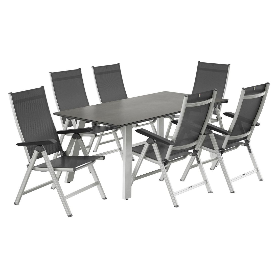 Kettler Basic Plus Gartenmöbel-Set L verstellbar (6 Plätze) mit OUTLIV. Tisch 180x90cm