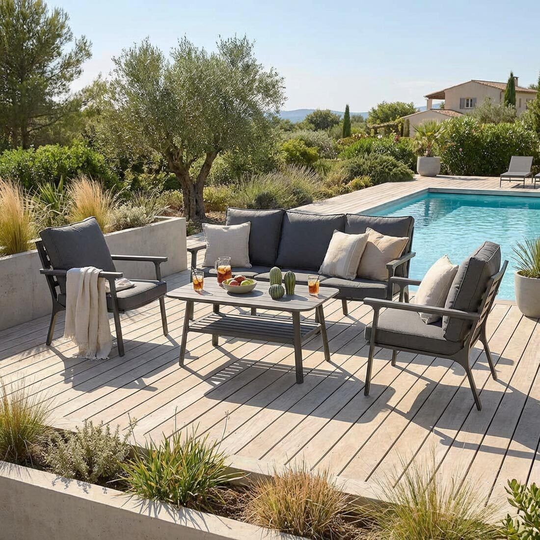 Acamp Samos Loungeset inkl. Loungetisch Aluminium/Polyester