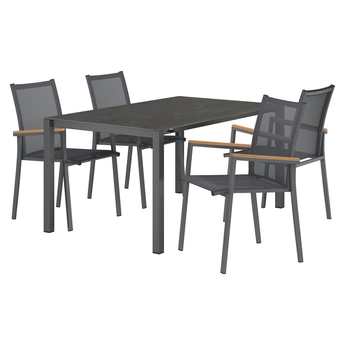OUTLIV. Kobe Gartenmöbel-Set M (4 Plätze) Tisch 160/217/267x92cm
