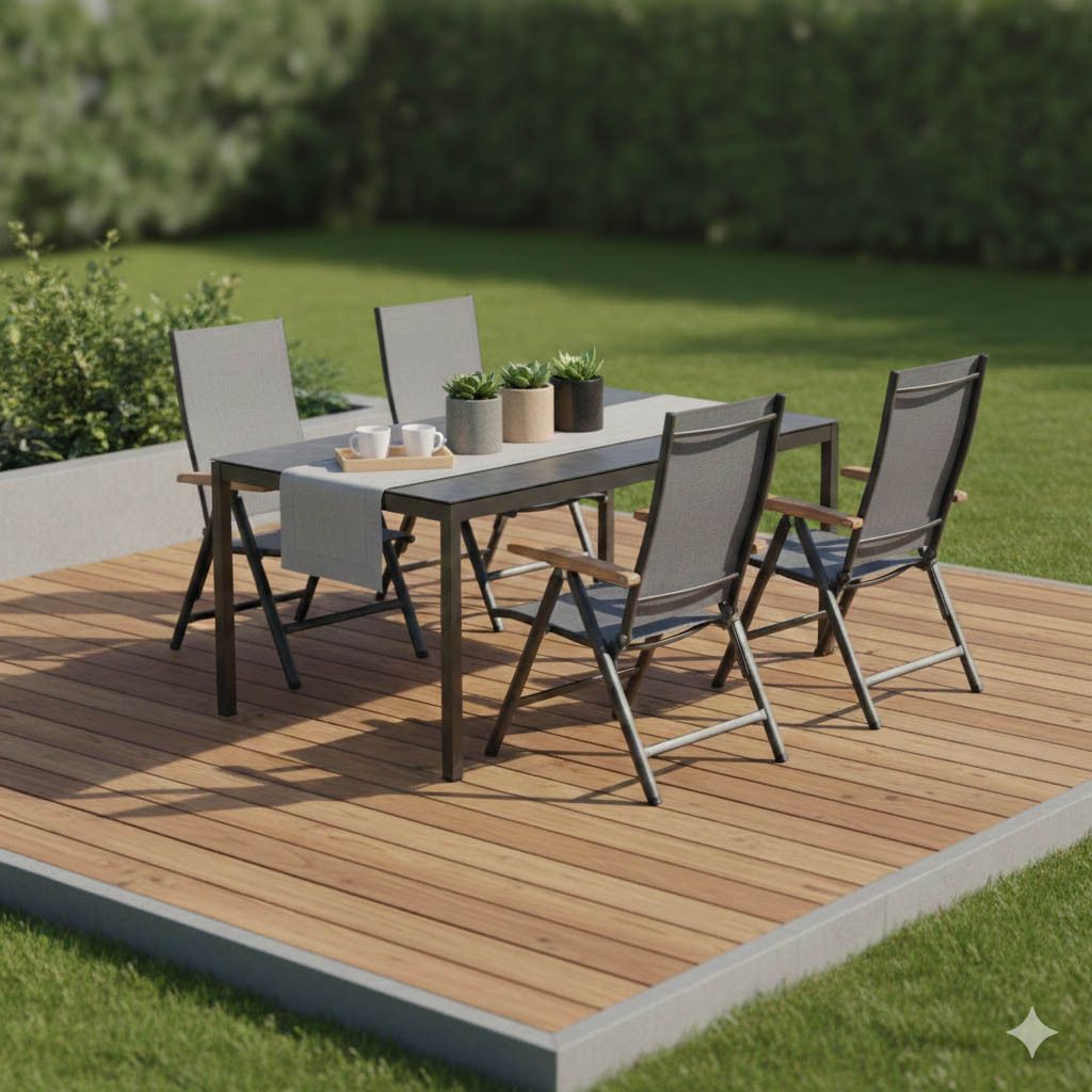 Kettler Cirrus Gartenmöbel-Set M (4 Plätze) verstellbar mit OUTLIV. Tisch 160x100 cm