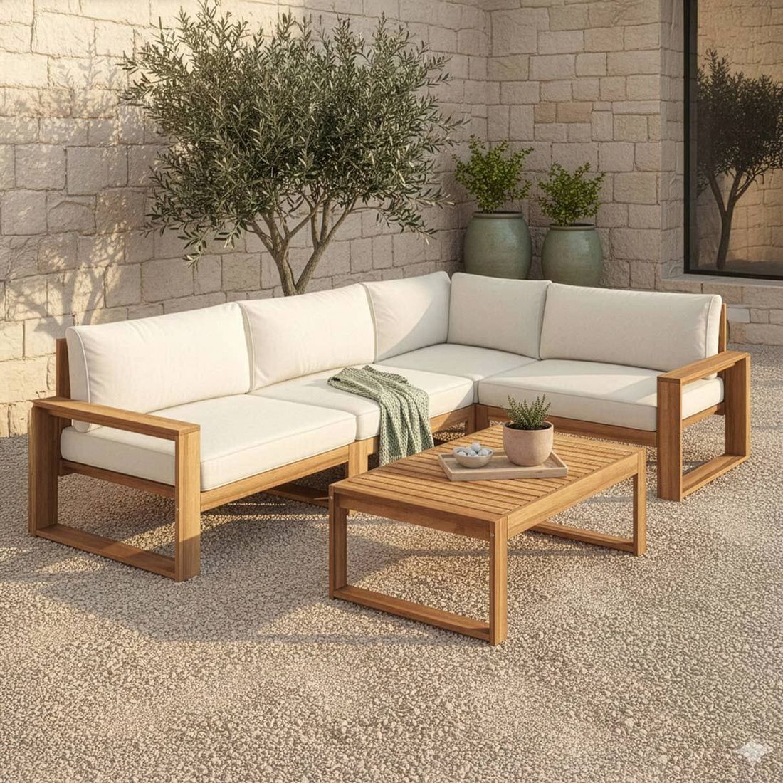 OUTLIV. Santa Cruz Ecklounge inkl. Loungetisch Akazie/Polyester