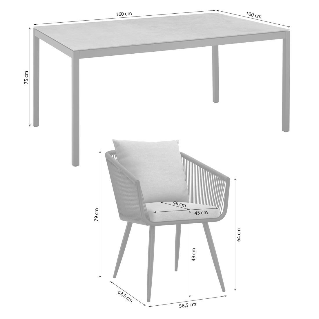 OUTLIV. Alex Gartenmöbel-Set Aluminium/Dekton