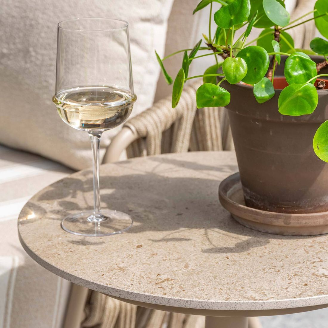 4Seasons Boaz Loungetisch Ø60cm Edelstahl/Keramik