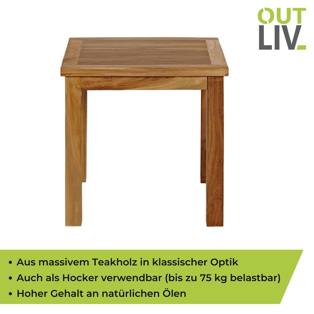 OUTLIV. Square Beistelltisch 50x50cm Teak