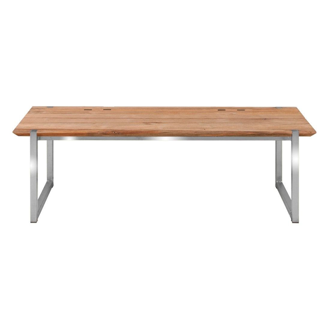 Zebra Quadux Gartenbank 140cm Edelstahl/Teak Schweizer Kante