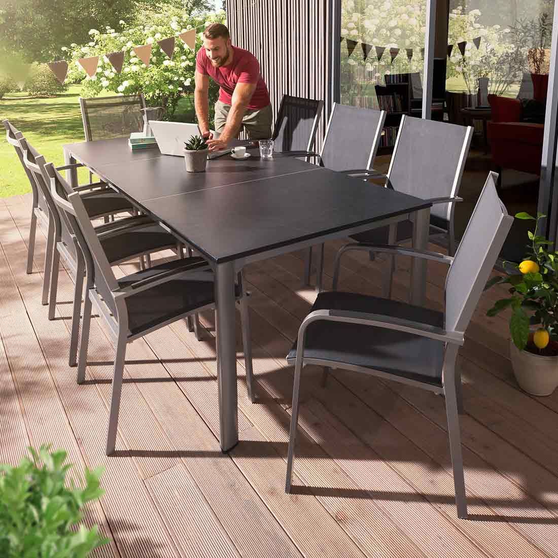 Sieger Meran Stapelsessel Aluminium/Textilux