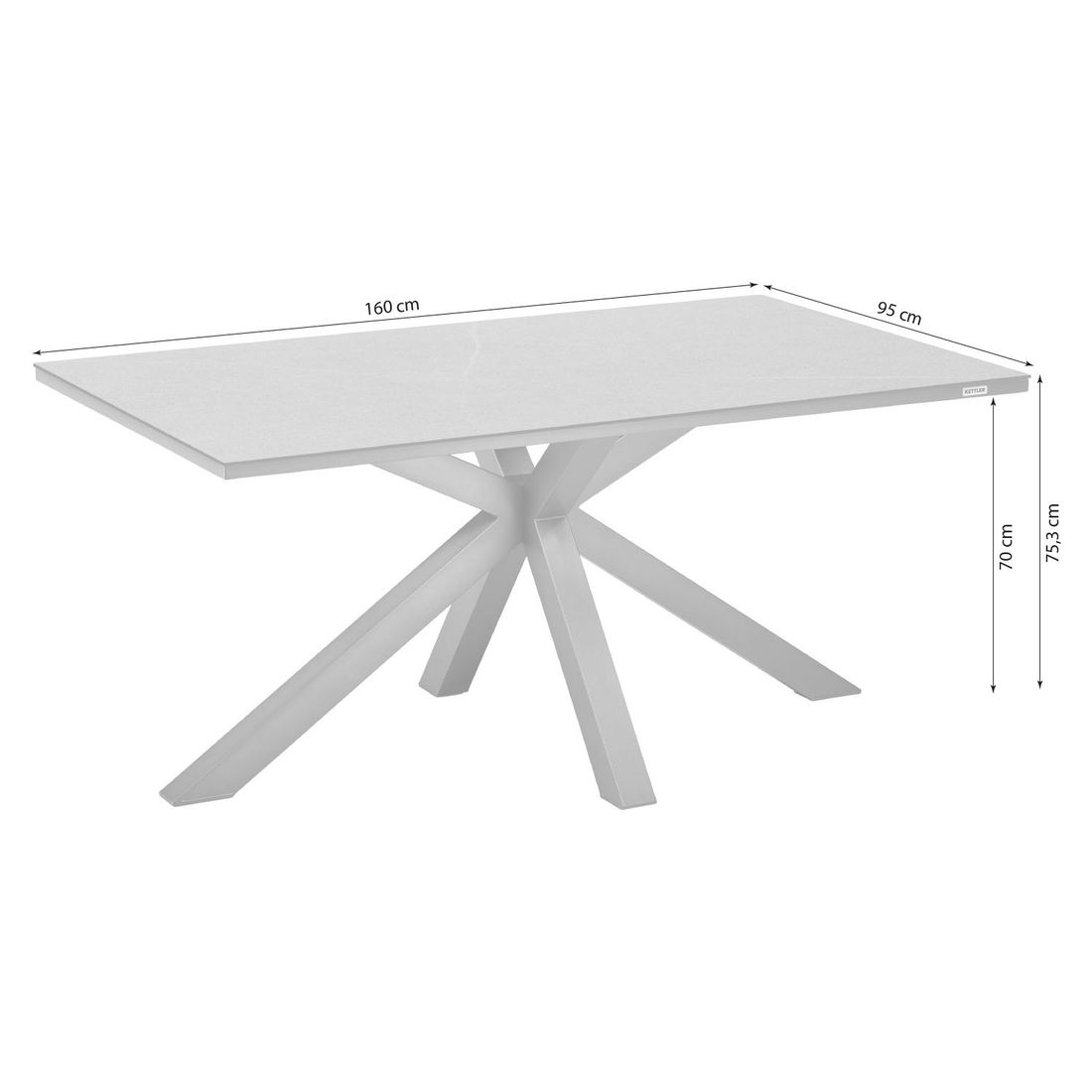 Kettler Cubic Gartentisch 160x95cm Aluminium/HPL