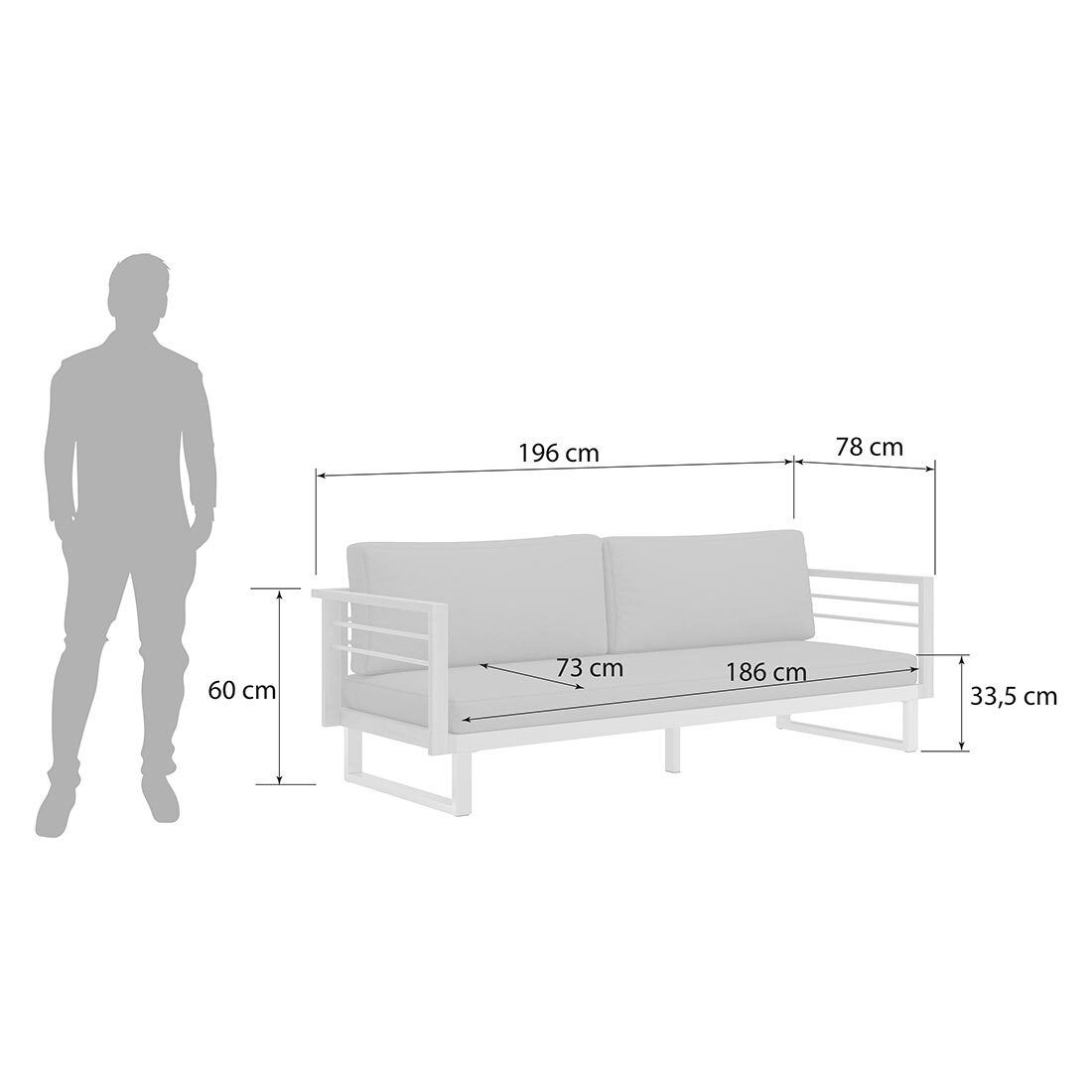 OUTLIV. Hawaii Gartenloungesofa Edelstahl/Teak/Spun Polyester