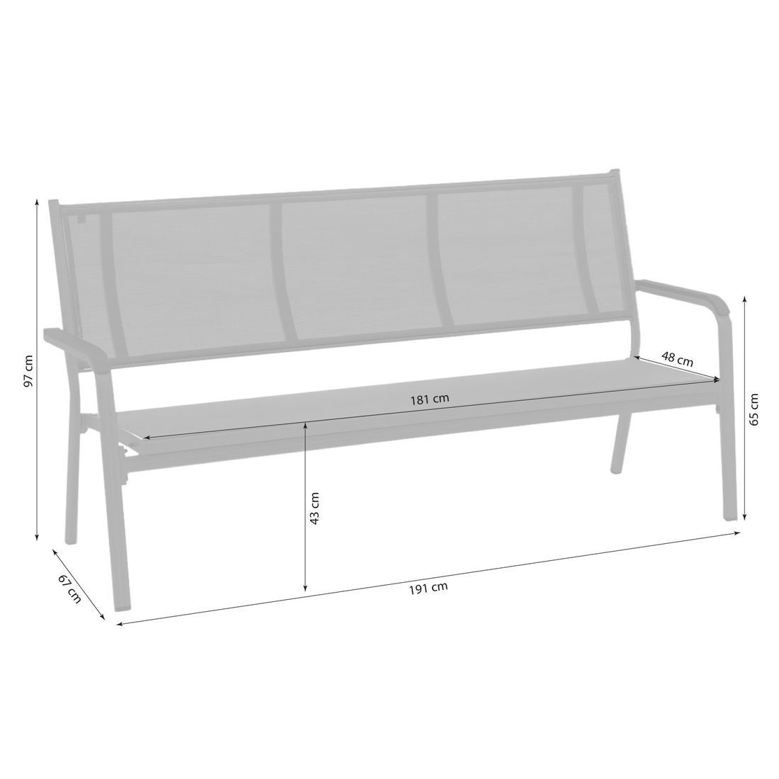 Kettler Basic Plus 3-Sitzerbank Aluminium/Textilene