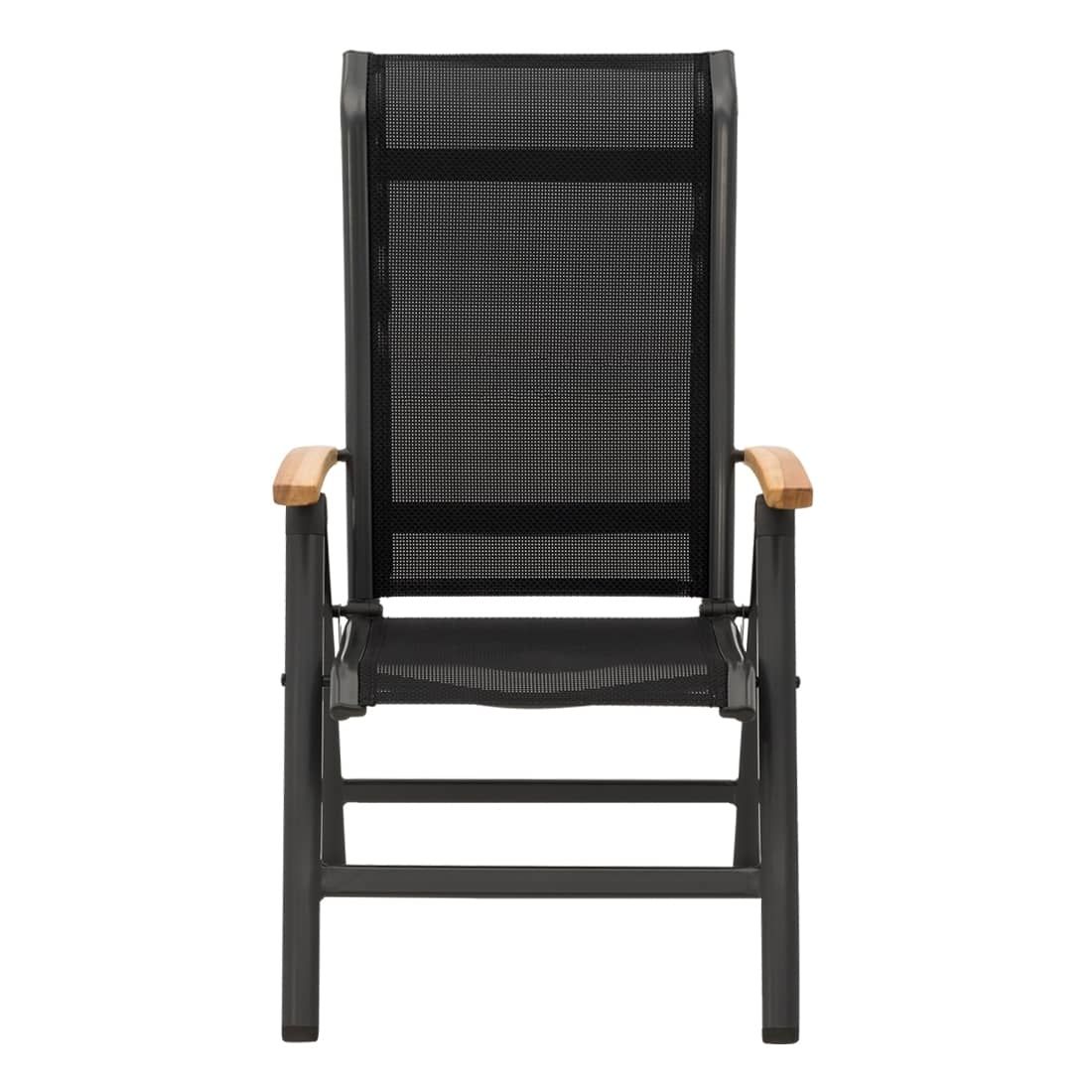OUTLIV. Alpha Klappsessel Aluminium/Textilene Teakarmlehnen