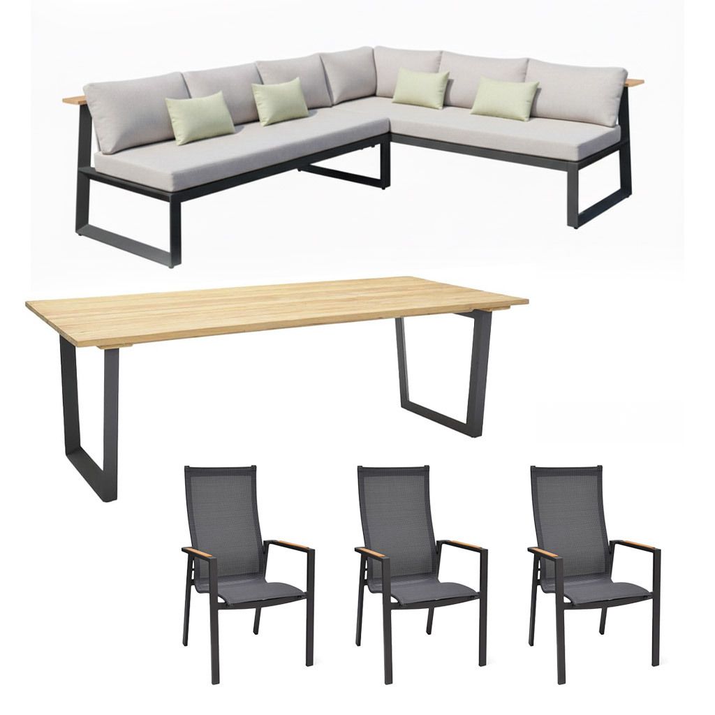 LifestyleGarden Jimmy Dininglounge Tisch 216x99cm Aluminium/Olefin