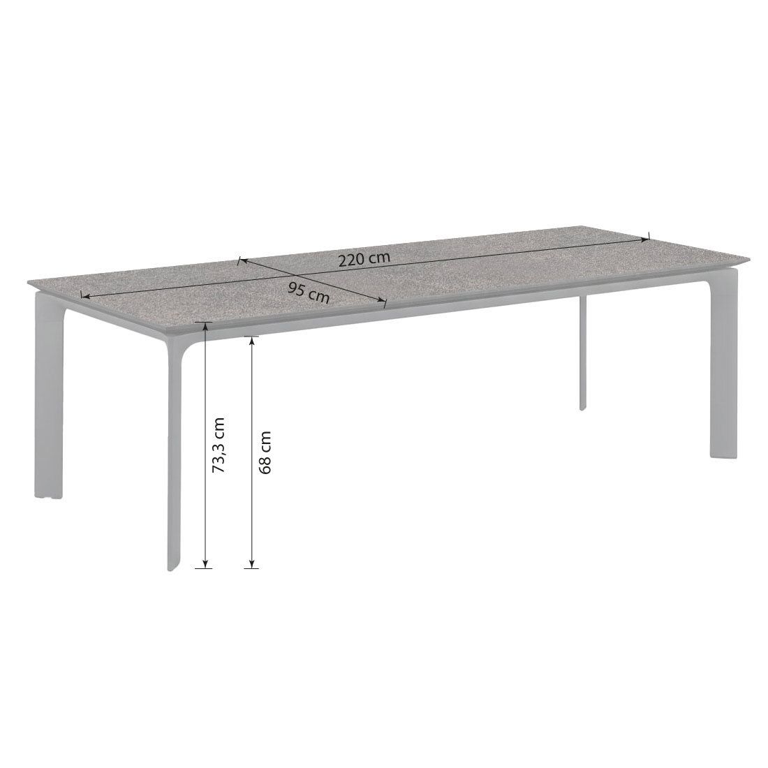 Kettler Diamond Gartentisch 220x95cm Aluminium/HPL