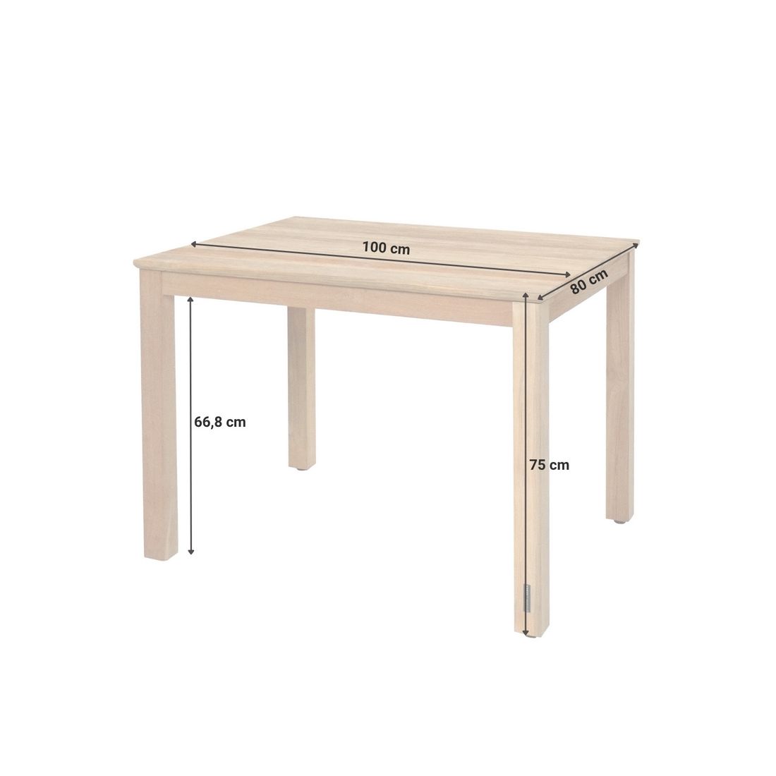 Zebra Derex Gartentisch 80x100cm Teak recycelt