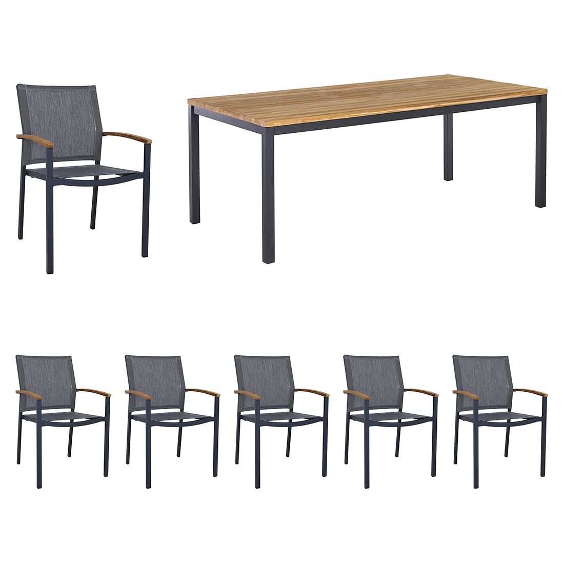 Zebra Alex Gartenmöbel-Set L (6 Plätze) mit OUTLIV. Tisch 220x100cm
