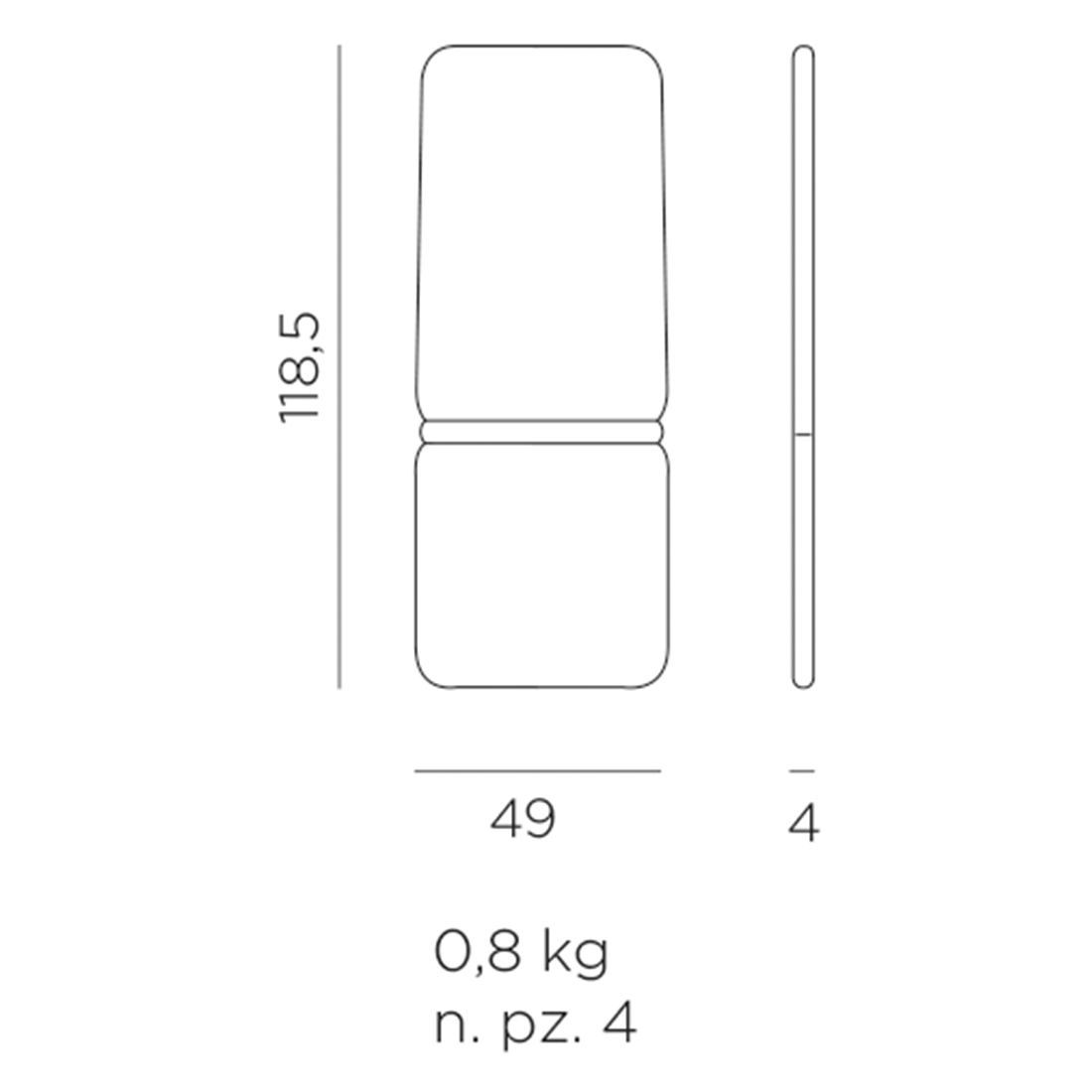 Nardi Darsena Gartenstuhlauflage Hochlehner 49x118,5cm Olefin