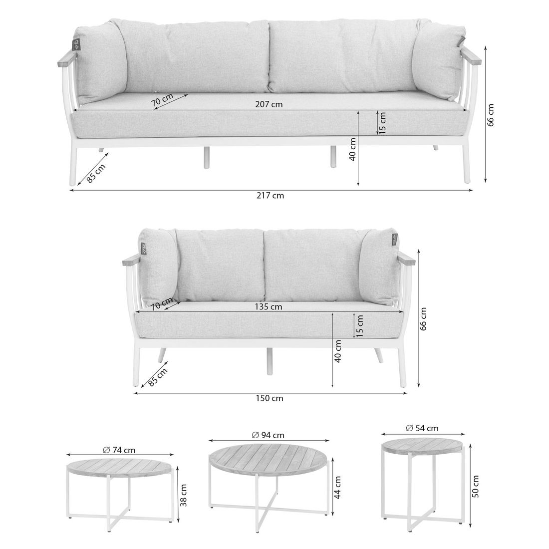 Apple Bee Condor Loungeset inkl. Loungetische Aluminium/Bee Wett