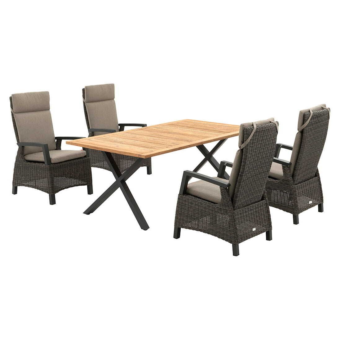 Siena Garden Corido Gartenmöbel-Set 5-tlg. mit OUTLIV. verstellbar Tisch 200x100cm