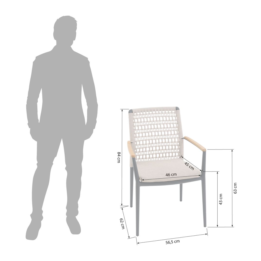 Siena Garden Cortina Stapelsessel Aluminium mit Sitzkissen